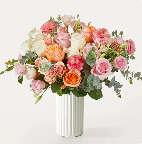 Good Luck Charm Bouquet with White Fluted Vase