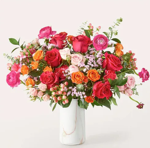 Coming Up Roses Bouquet with Marble Vase