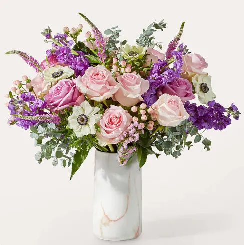 The Frill of It Bouquet with Marble Vase