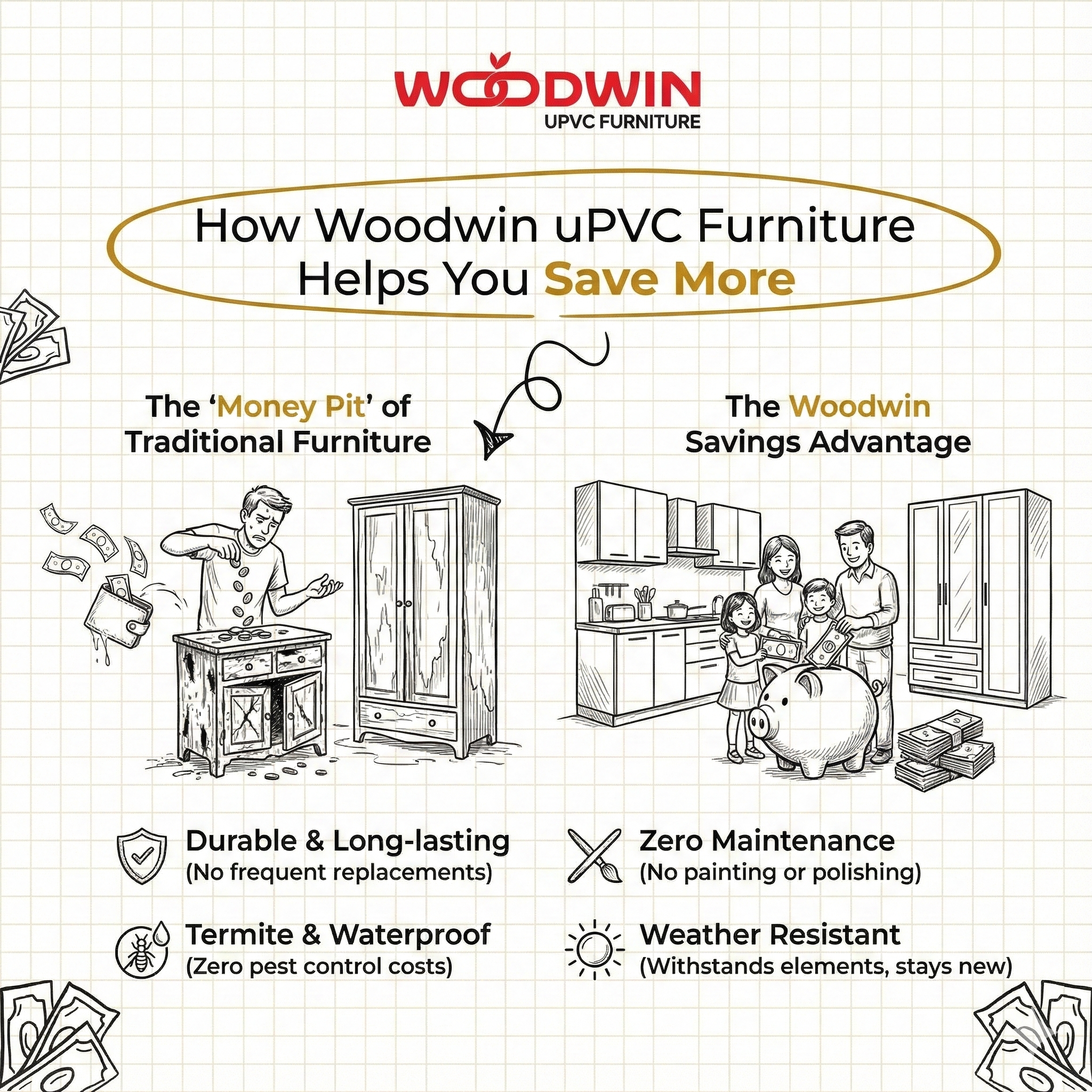 uPVC Modular Kitchen Cost in India: How Woodwin uPVC Furniture Helps You Save More