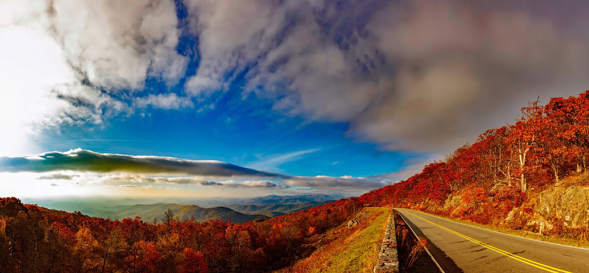 Beautiful image of North Carolina fall foliage from blue ridge parkway.