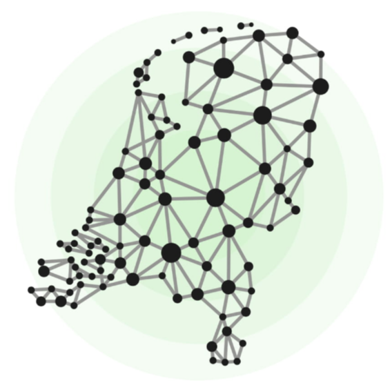 Kaart van Nederland met netwerk