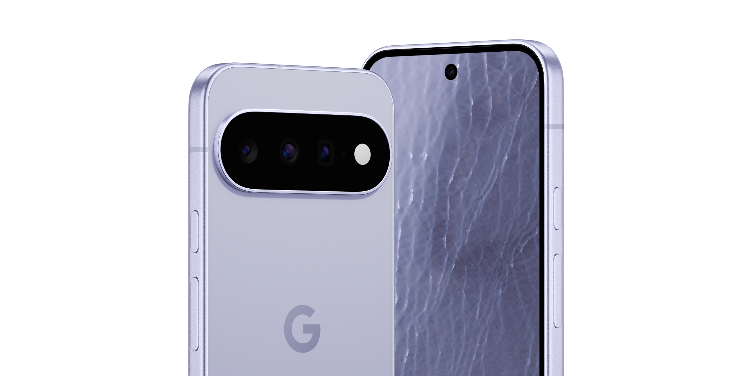 De bovenste helft van de voor- en achterkant van de grijze Pixel 11