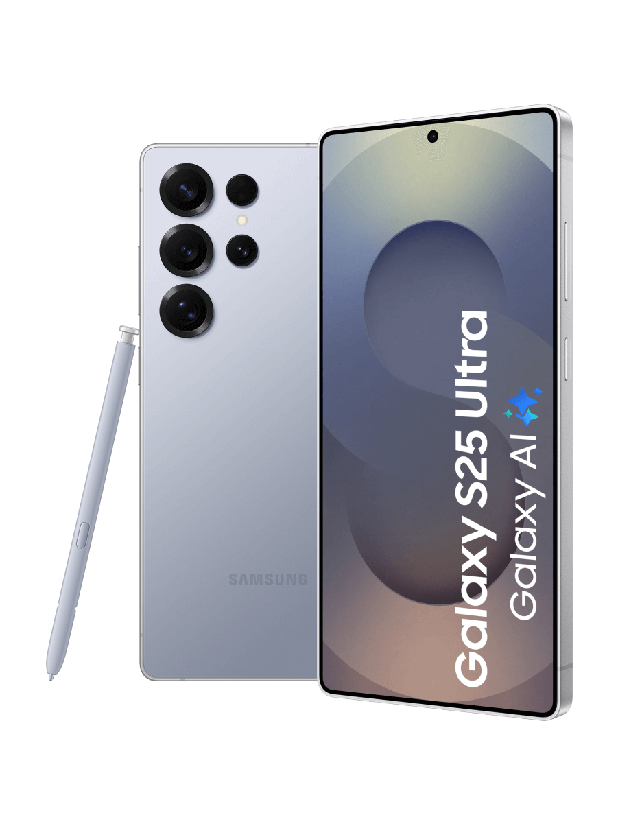 Voor- en achterkant van de Samsung Galaxy S25 Ultra met S pen