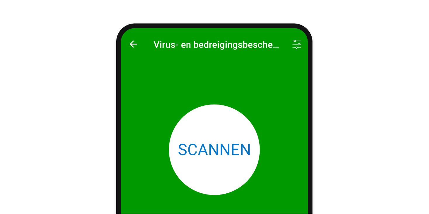 Groen scherm met ronde 'SCANNEN' knop