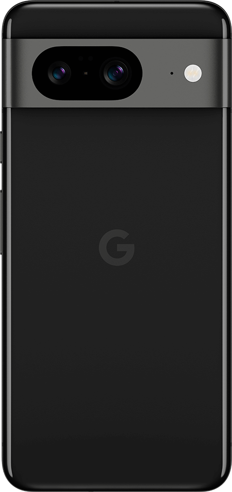 Achterkant van zwarte Google Pixel 8