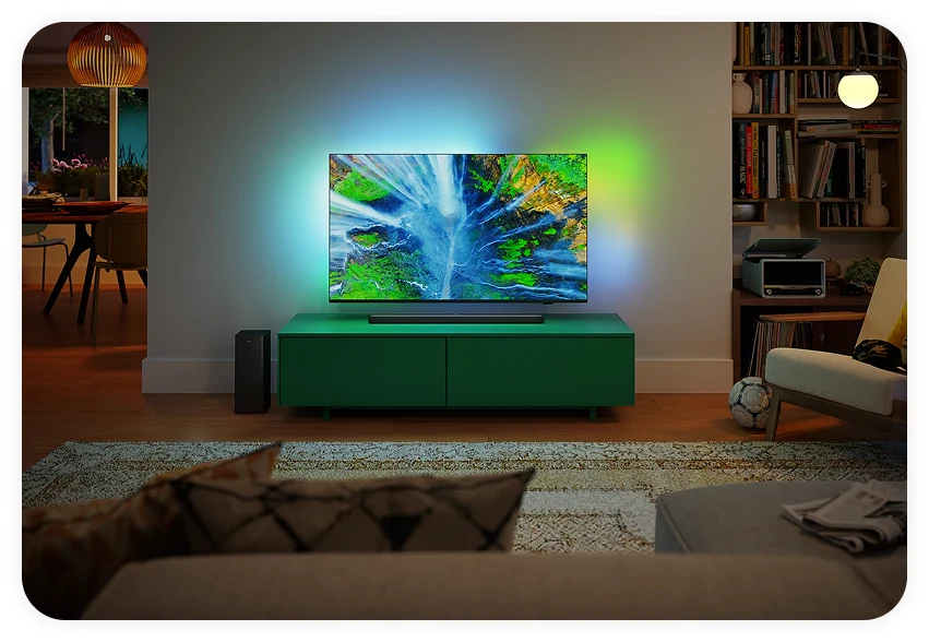 Woonkamer met een Philips Soundbar