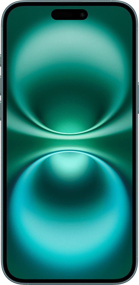 Voorkant van de iPhone 16 Plus Teal