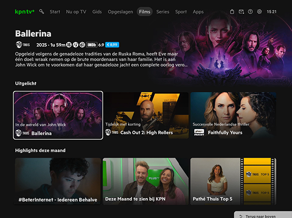 Pathé Thuis scherm op KPN TV+