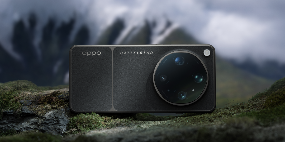 De achterkant van de grijsgroene OPPO Find X9 Ultra