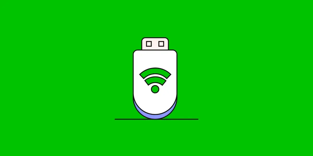 Icoon - usb met wifisignaal - groene achtergrond