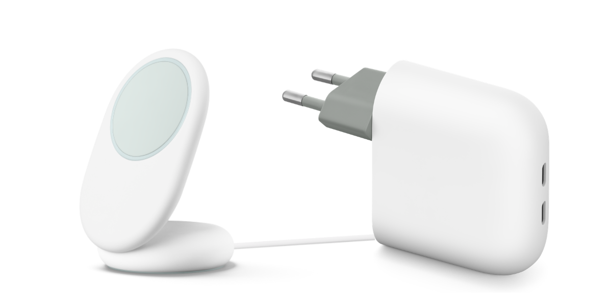 De Google Pixel oplader met standaard en de Google Pixel USB C snellader