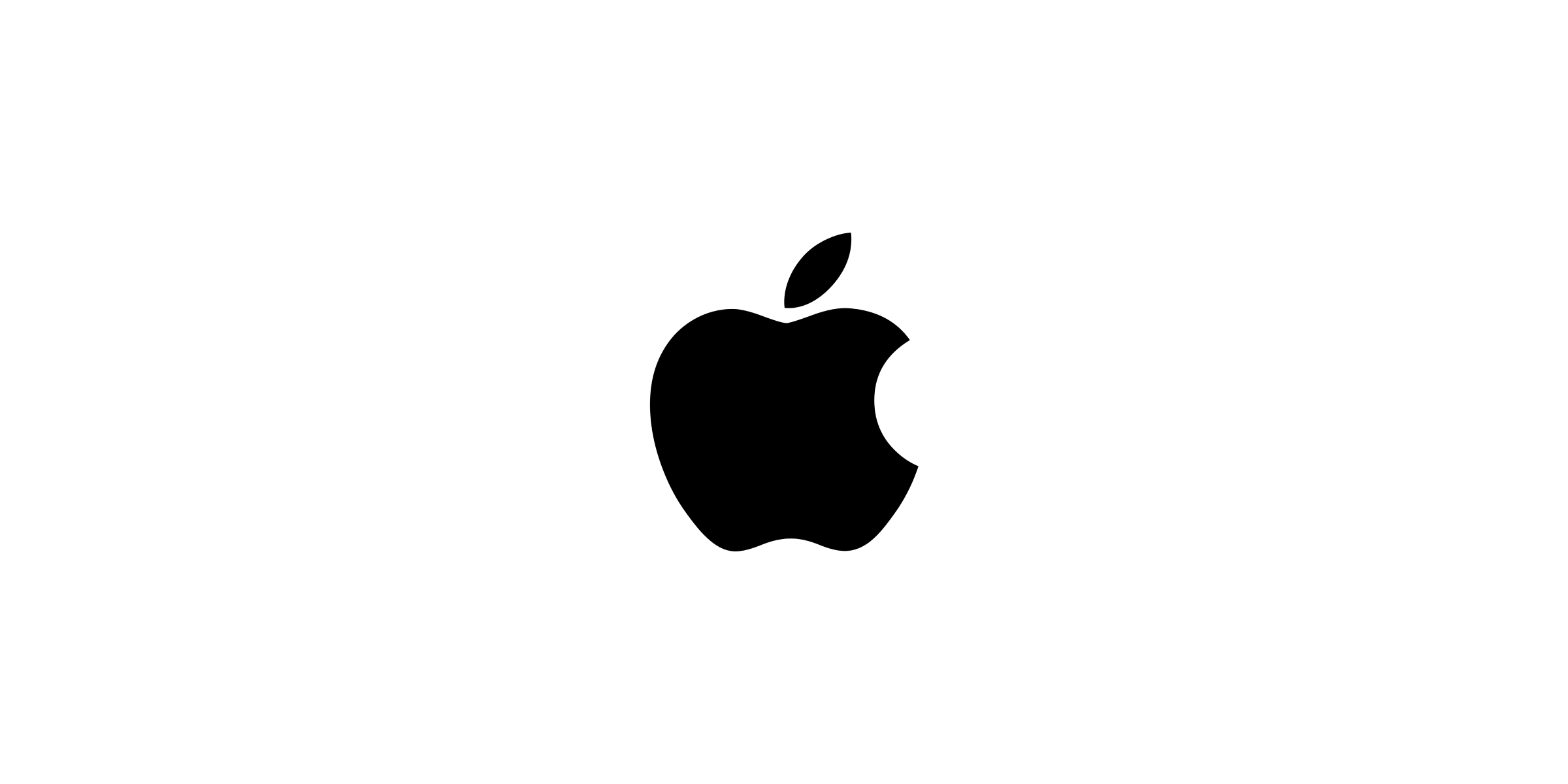 Het Apple logo op een witte achtergrond