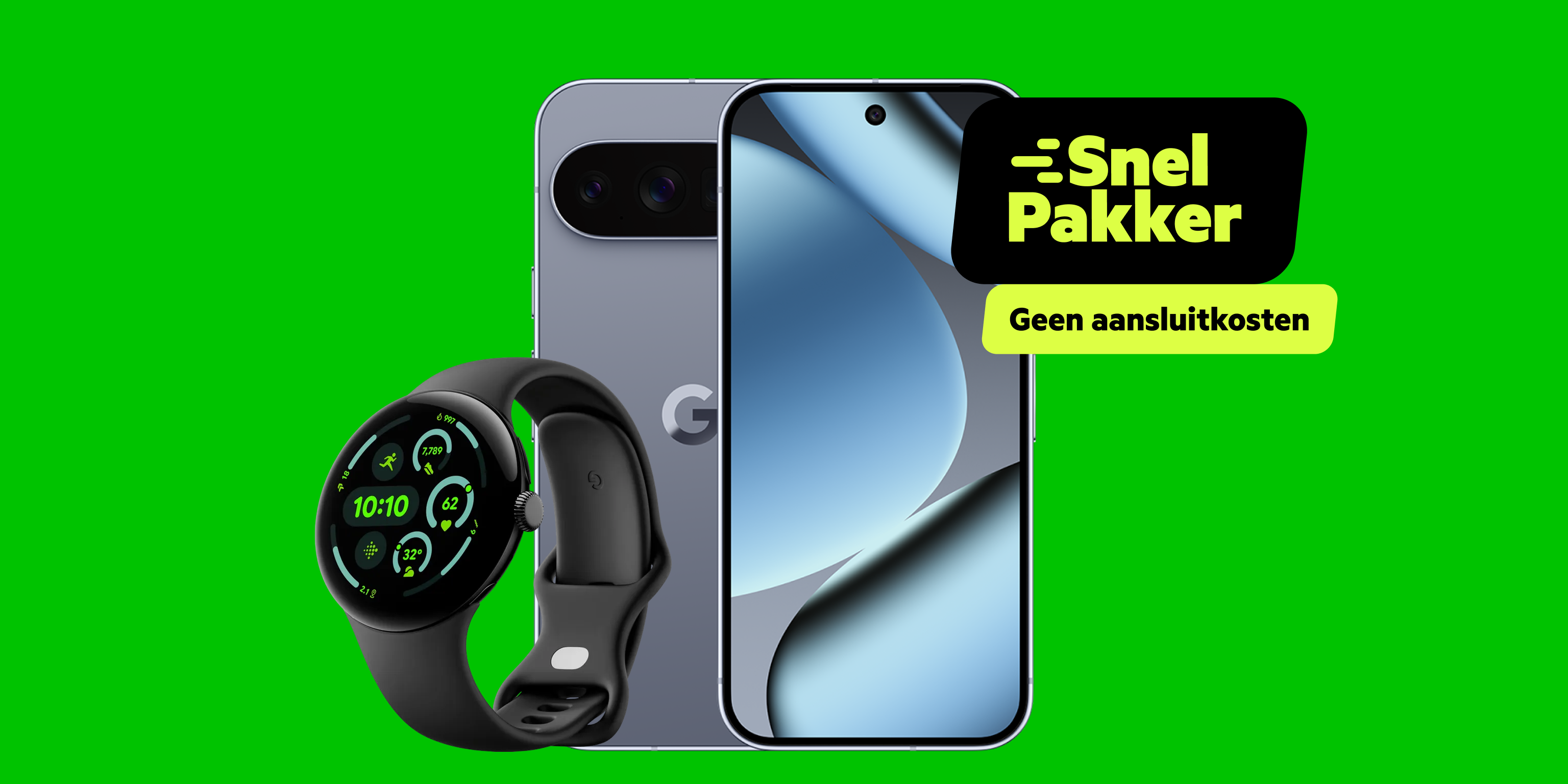 De Google Pixel 10 Pro samen met de Google Pixel Watch 3