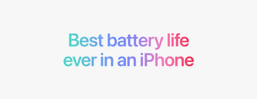Tekst: Best battery life ever in an iPhone