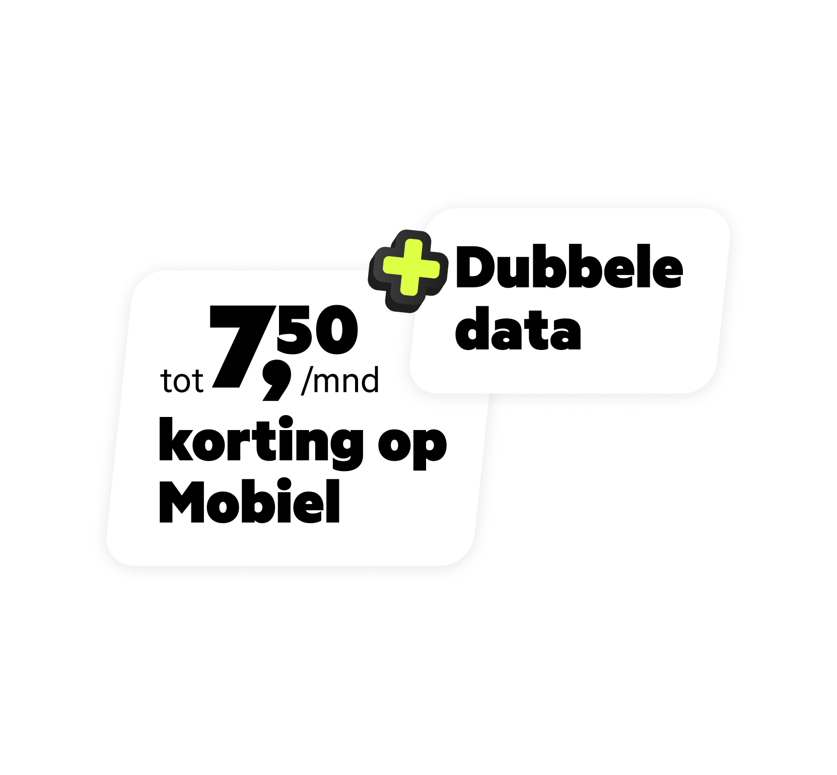 tot 7,50 euro per maand korting op mobiel + dubbele data