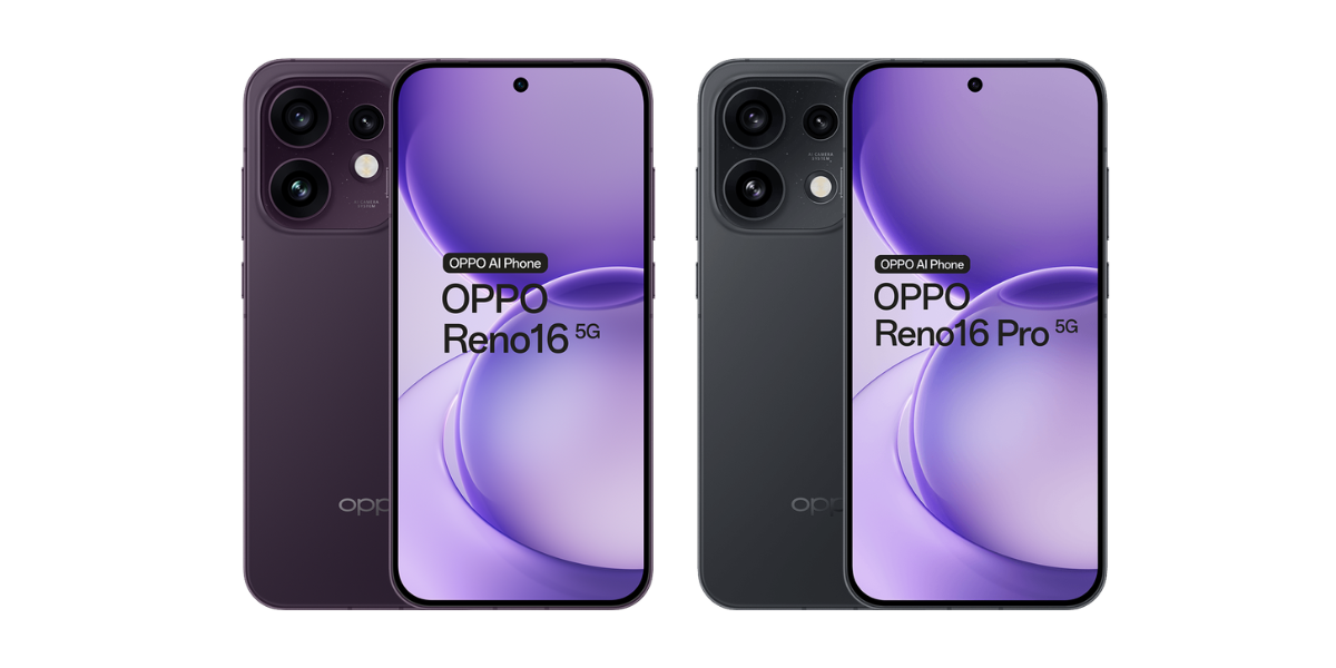 De OPPO Reno16 en Reno16 Pro naast elkaar
