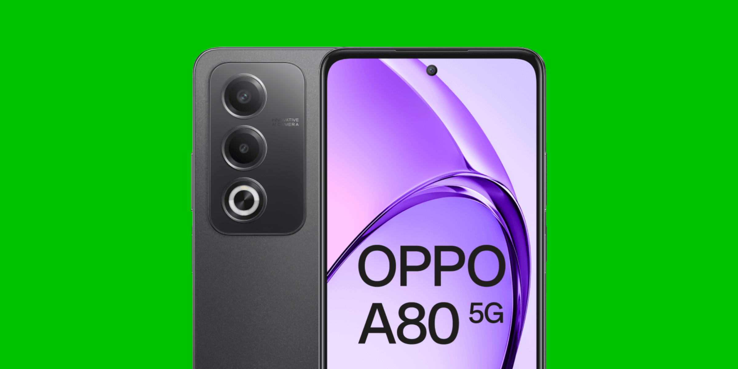 OPPO A80 op een groene achtergrond