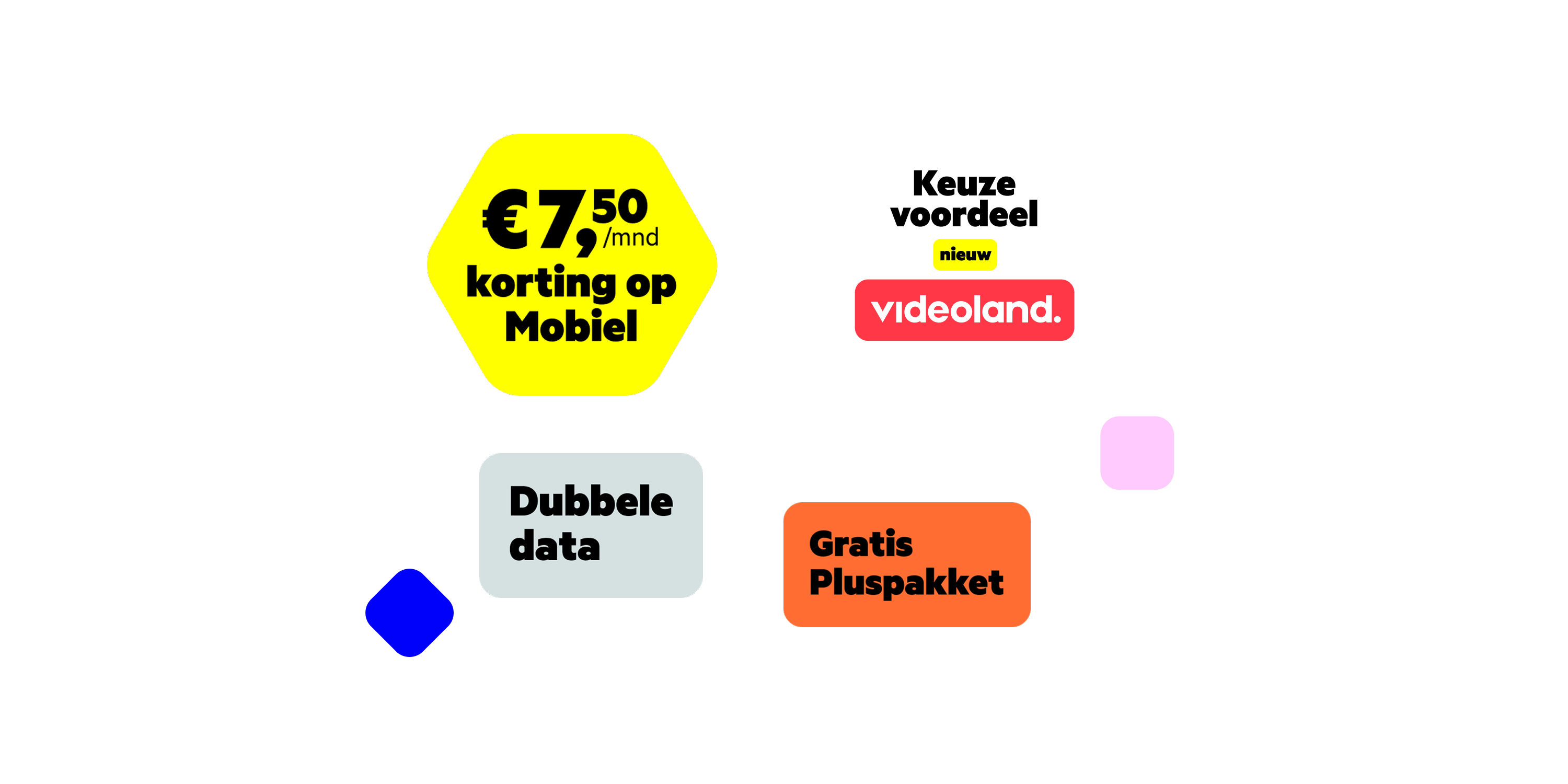 Kies Videoland als keuzevoordeel cadeau, krijg 7,50 korting op mobiel, dubbele data en een gratis pluspakket