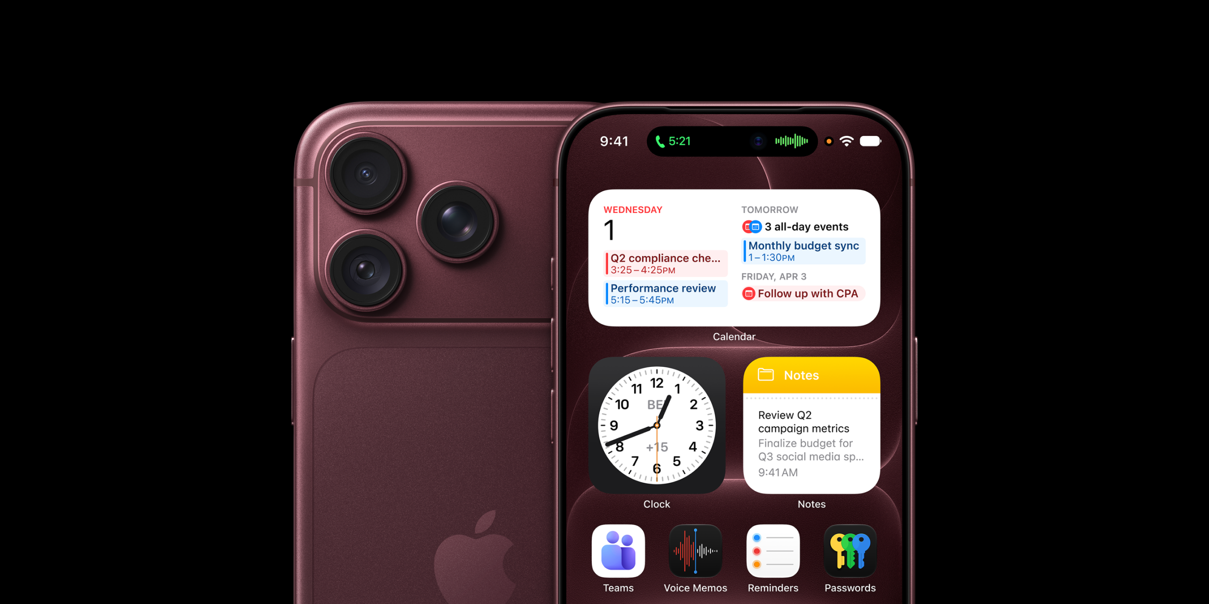 De voor en achterkant van de donkerrode Apple iPhone 18 Pro Max