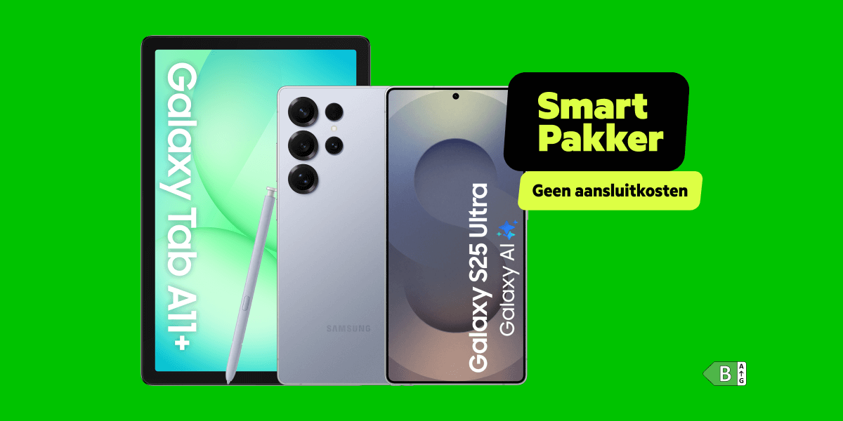 De Samsung Galaxy Tab A11 naast de Samsung Galaxy S25 Ultra