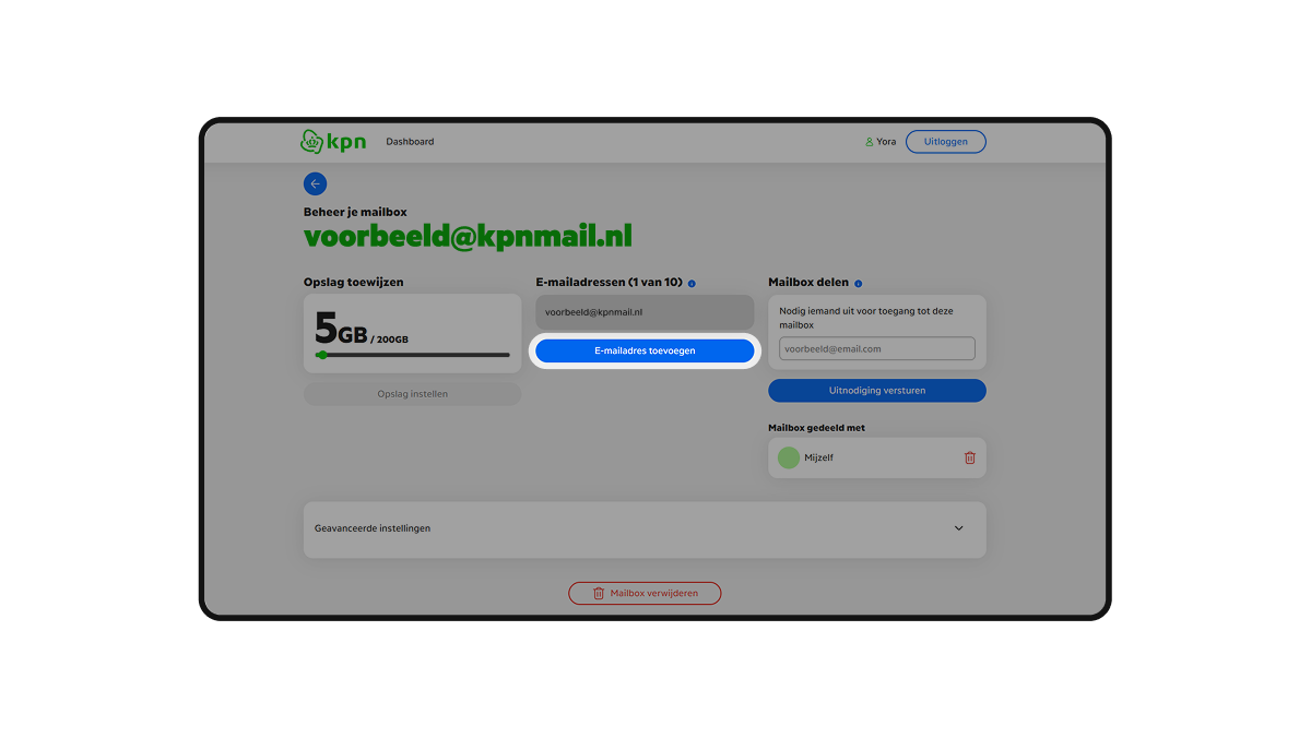 Stap 2: Klik op E-mailadres toevoegen