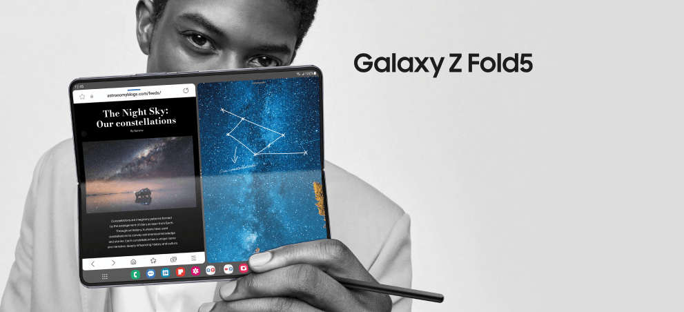 Samsung Galaxy Z Fold5 uitgeklapt als tablet
