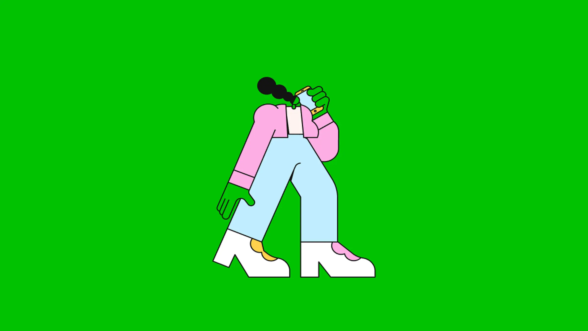 Een illustratie van 2 benen en een mobiele telefoon