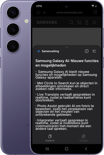 Samsung Galaxy S24 Plus met Galaxy AI functie: Browsing AssistSamsung Galaxy S24 Plus met Galaxy AI functie: Browsing Assist