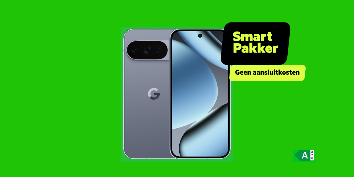 Afbeelding van de Google Pixel 10 Pro met een smartpakker label