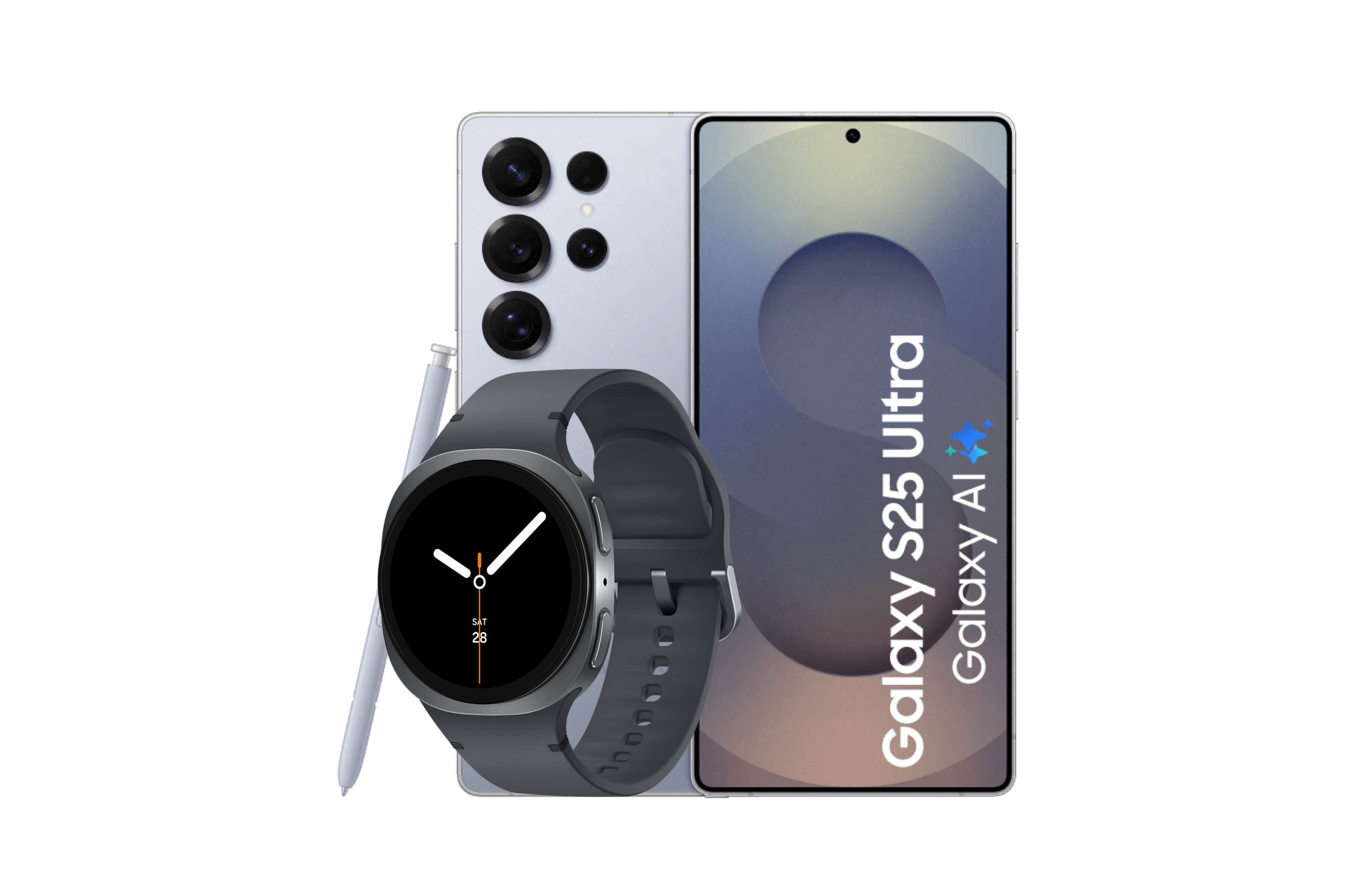 Afbeelding van de Samsung Galaxy S25 Ultra en de Galaxy Watch8