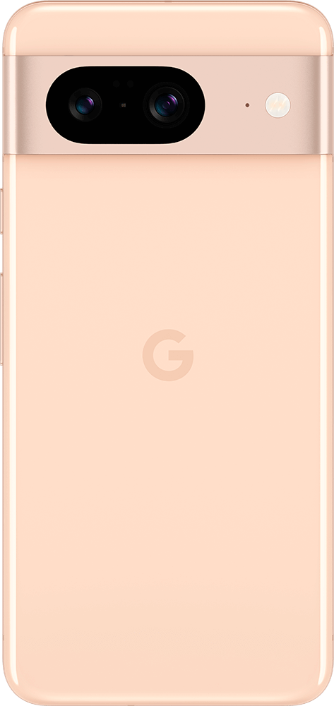 Achterkant van de roze Google Pixel 8