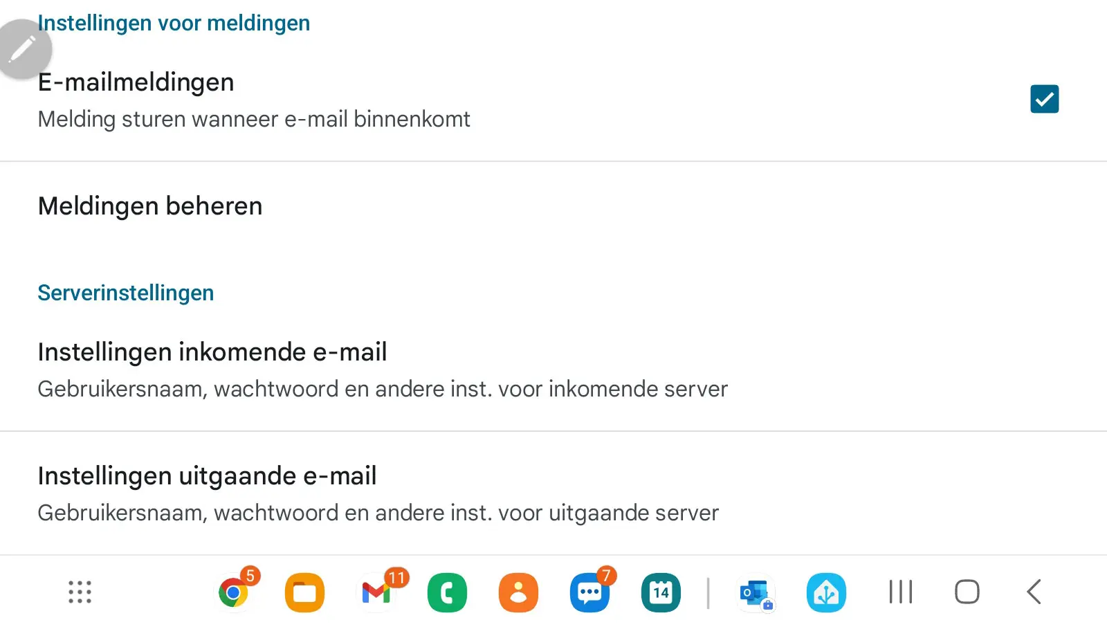 Veilige e-mailinstellingen - Android voor Gmail - stap 3