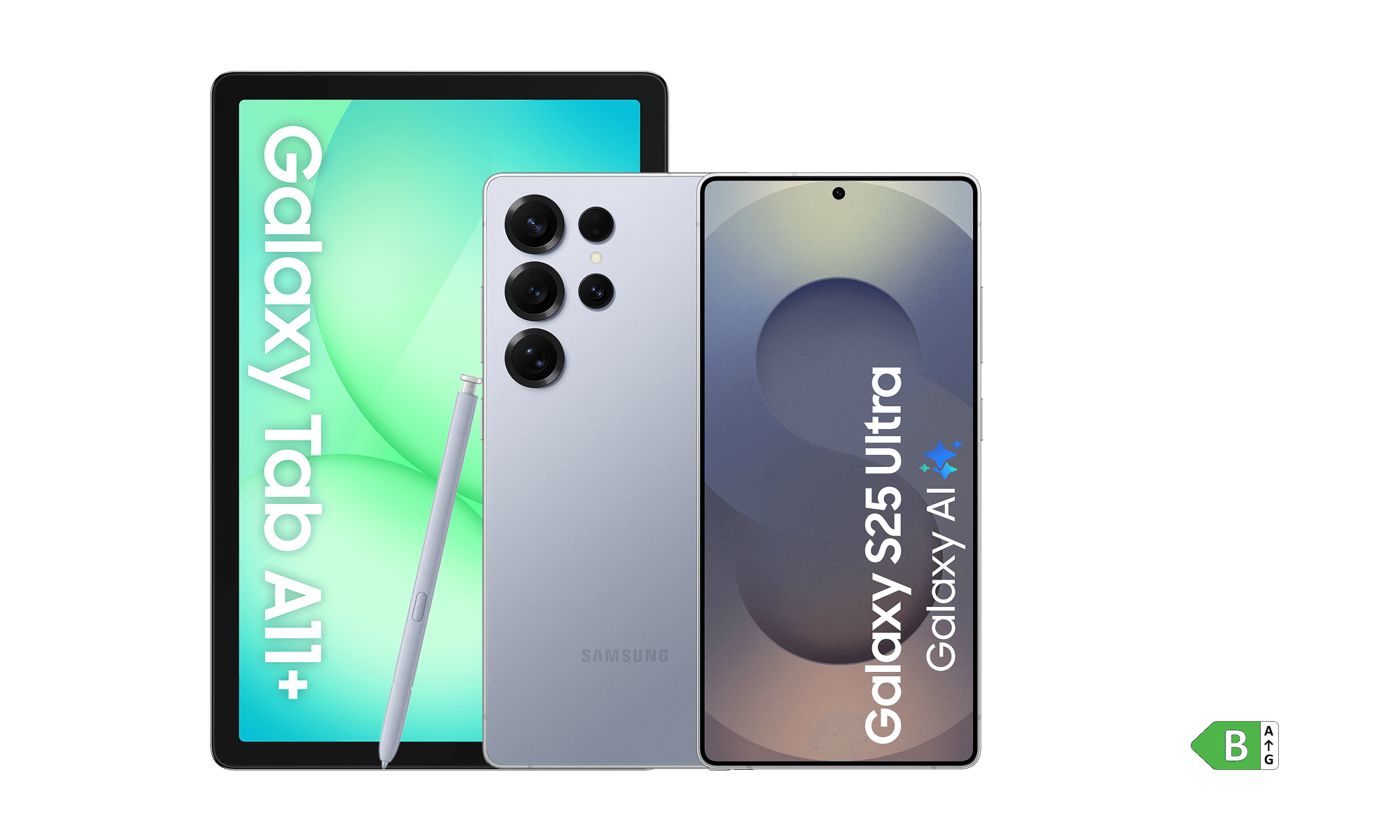 De Samsung Galaxy Tab A11 naast de Samsung Galaxy S25 Ultra