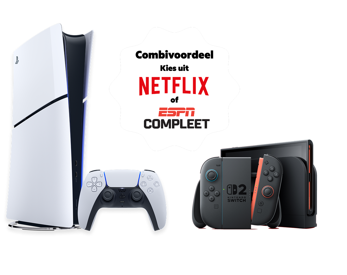 Playstation 5 of Nintendo Switch 2 als welkomstcadeau. Combineer met Mobiel en krijg Netflix of ESPN Compleet cadeau.