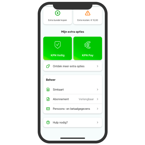 Scherm van de MijnKPN app