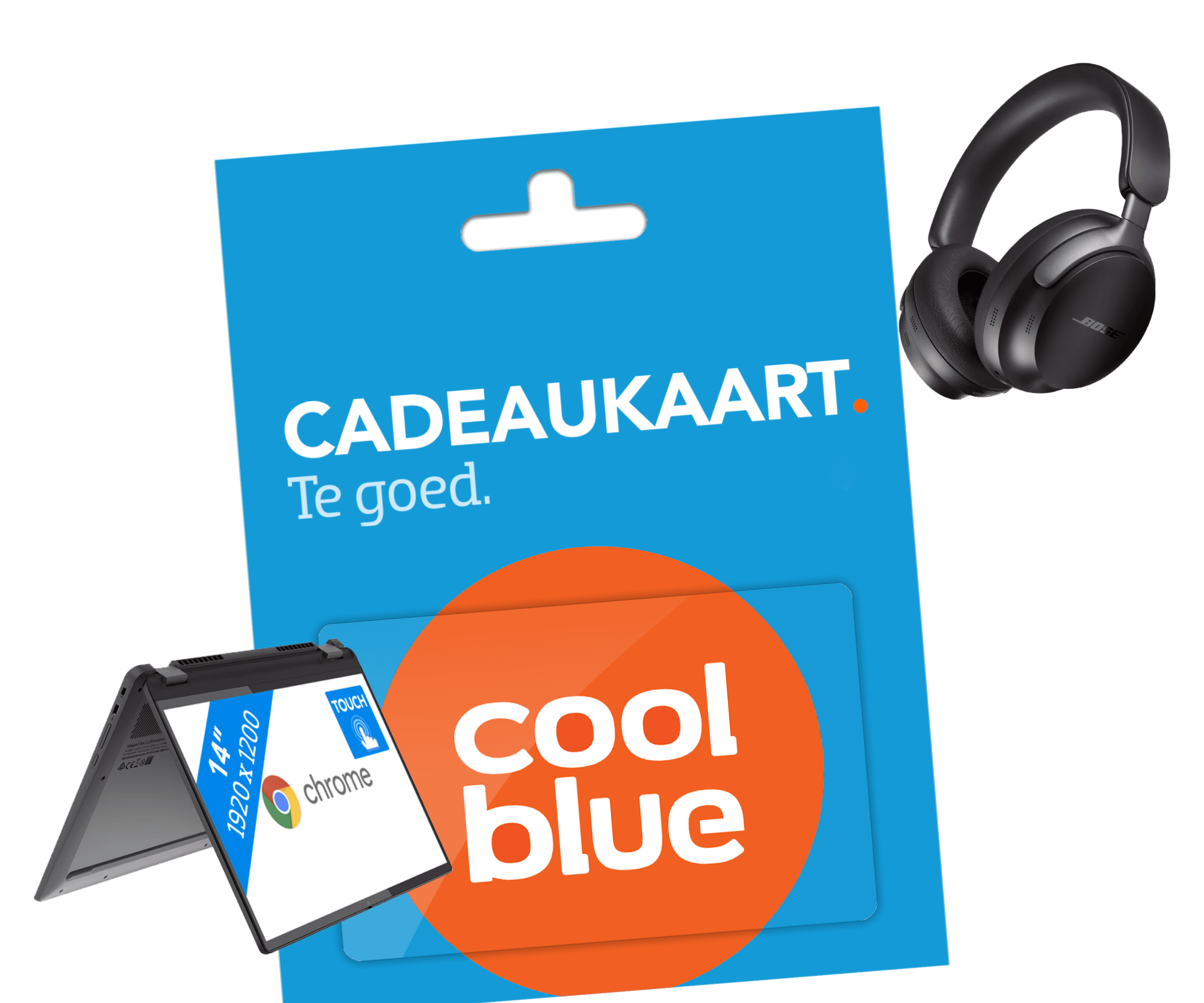 Coolblue cadeaubon met een koptelefoon of laptop