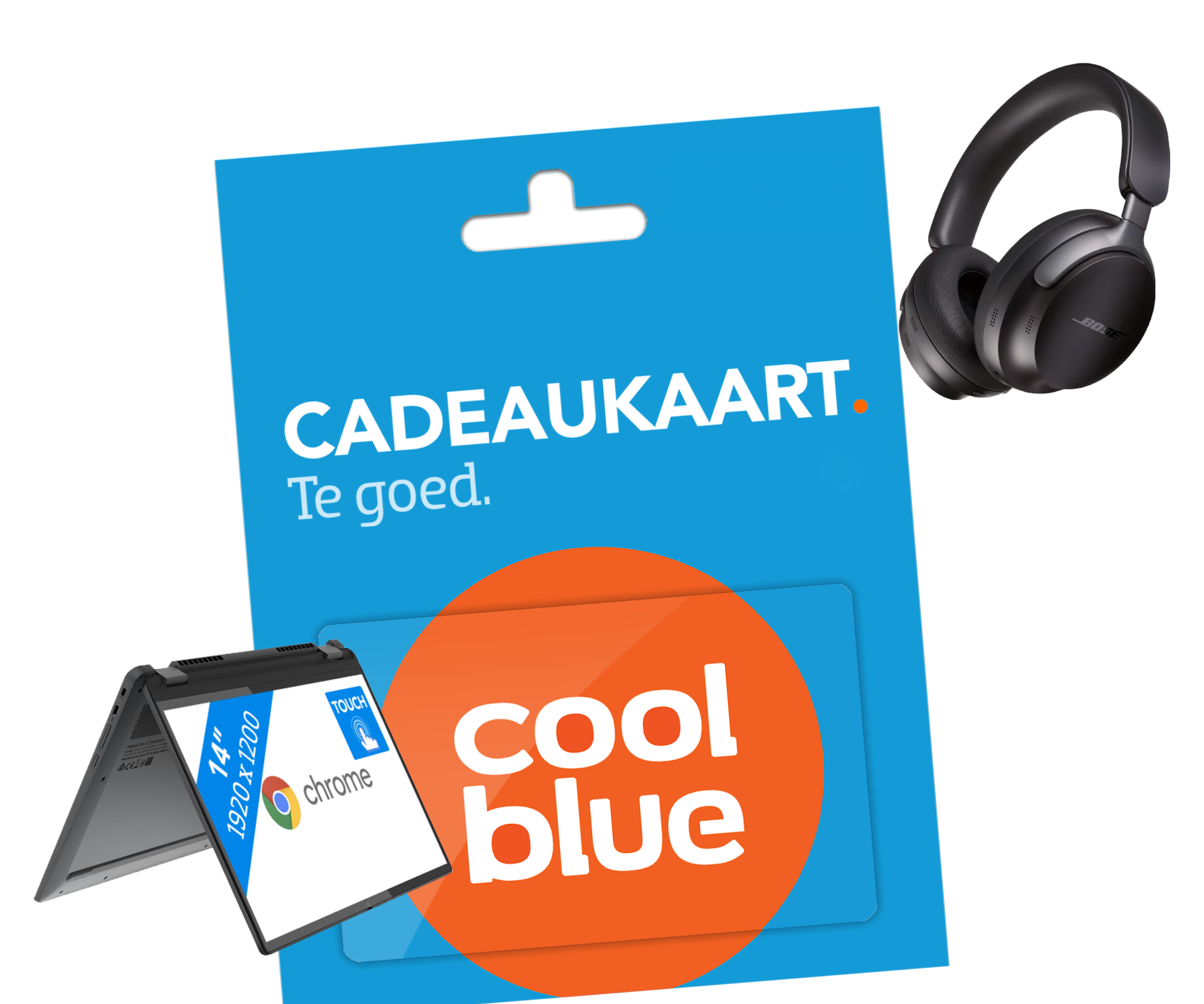 Coolblue cadeaubon met een koptelefoon of laptop