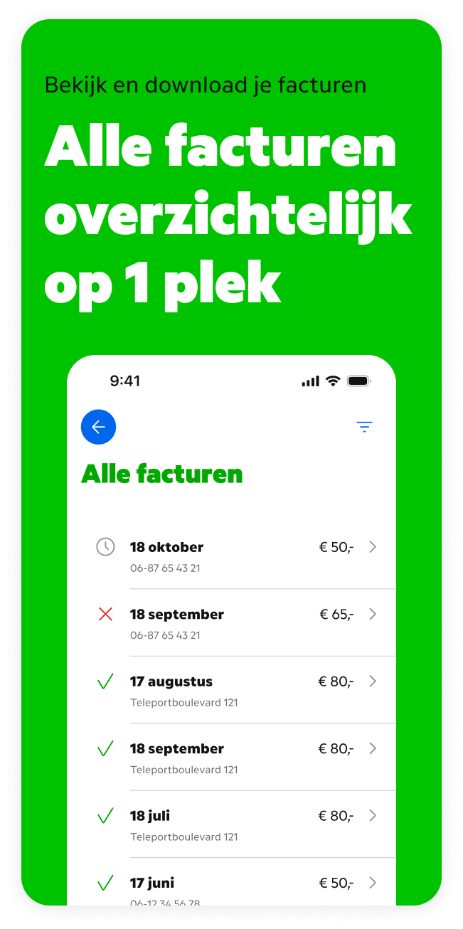 Bekijk en download je facturen