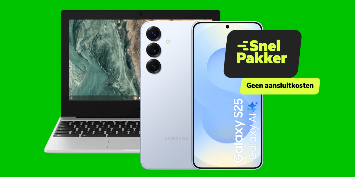 Krijg een Chromebook Go laptop cadeau bij een Samsung S25 smartphone
