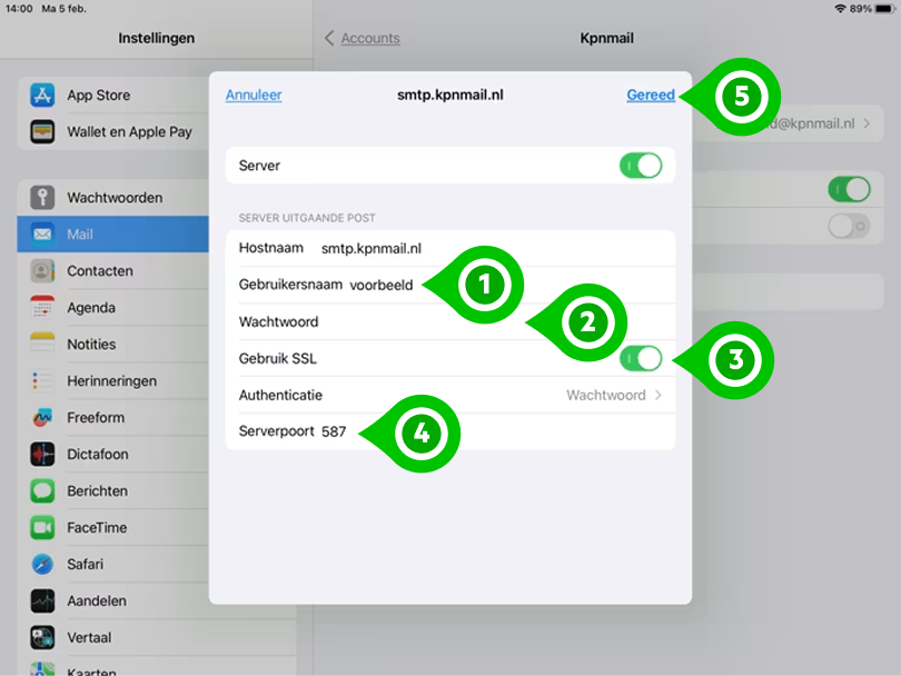 E-mailinstellingen uitgaande post voor iPhone of iPad