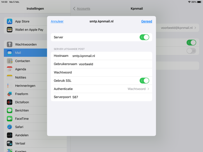 iPad en iPhone - veilige e-mailinstellingen - stap 3
