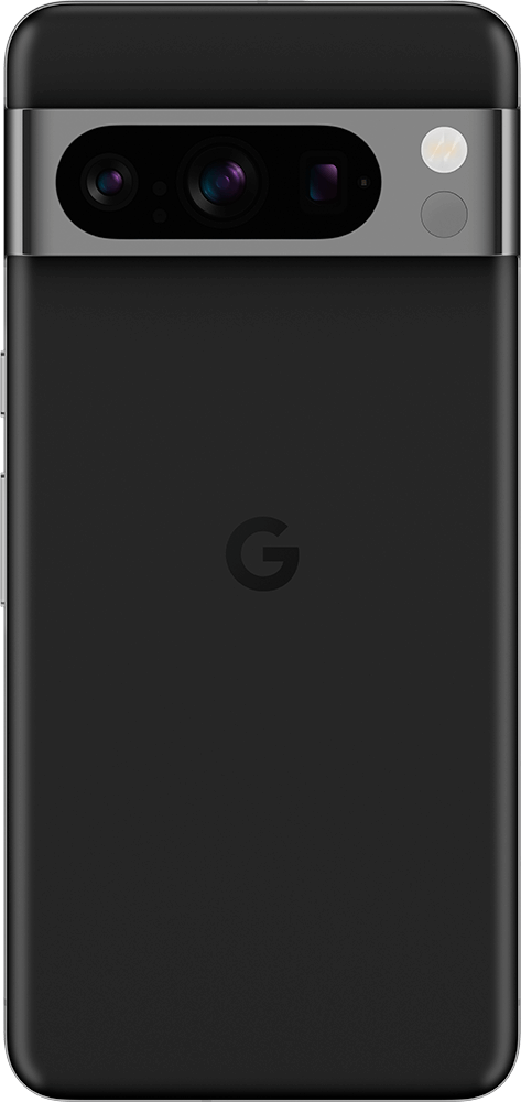 Achterkant van de zwarte Google Pixel 8 Pro