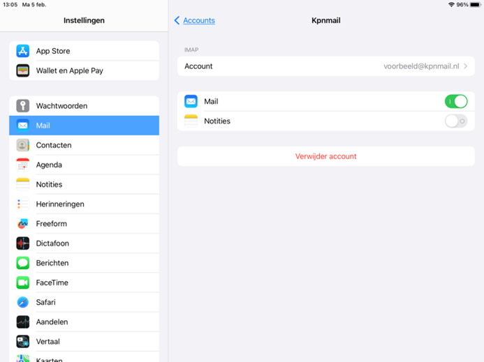 iPad en iPhone - veilige e-mailinstellingen - stap 1