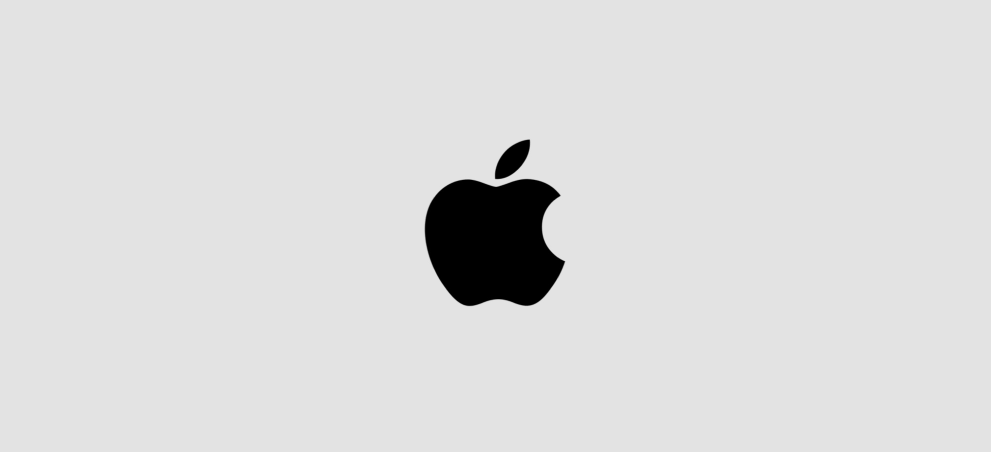 Het apple logo op een grijzige achtergrond