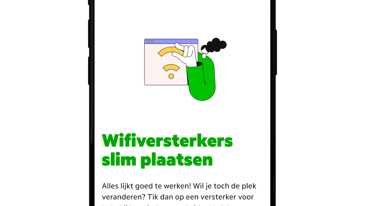 MijnKPN app met het resultaat van je wifiversterkers en tips hoe je het signaal kan verbeteren