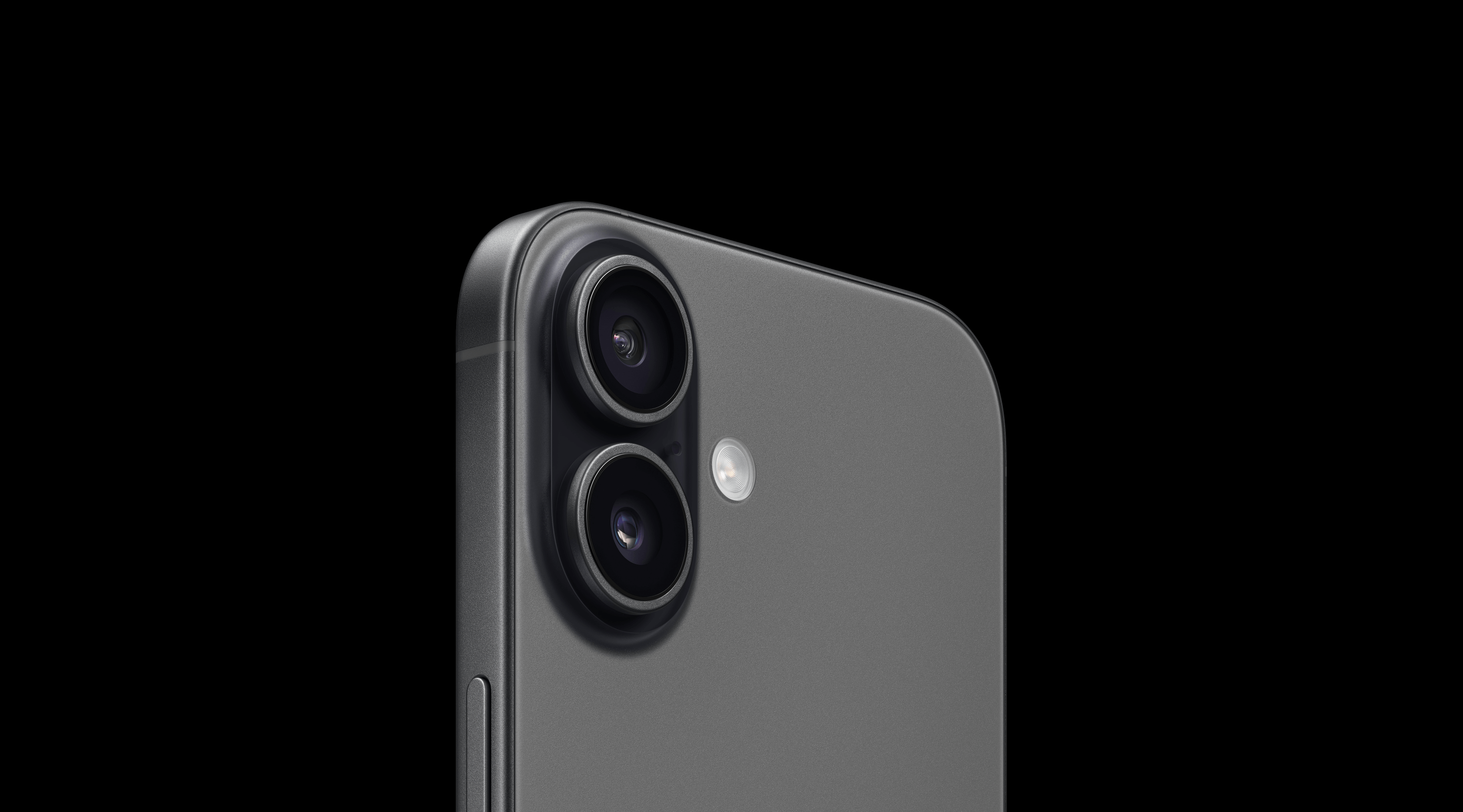 Achterkant van de iPhone 17 in zwart met camera-eiland