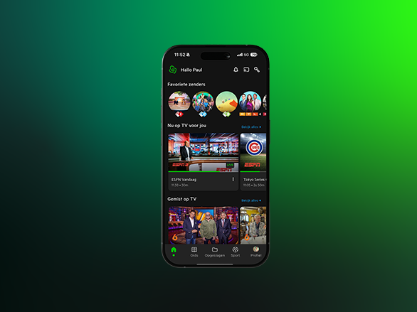 Telefoonscherm met KPN TV+ app