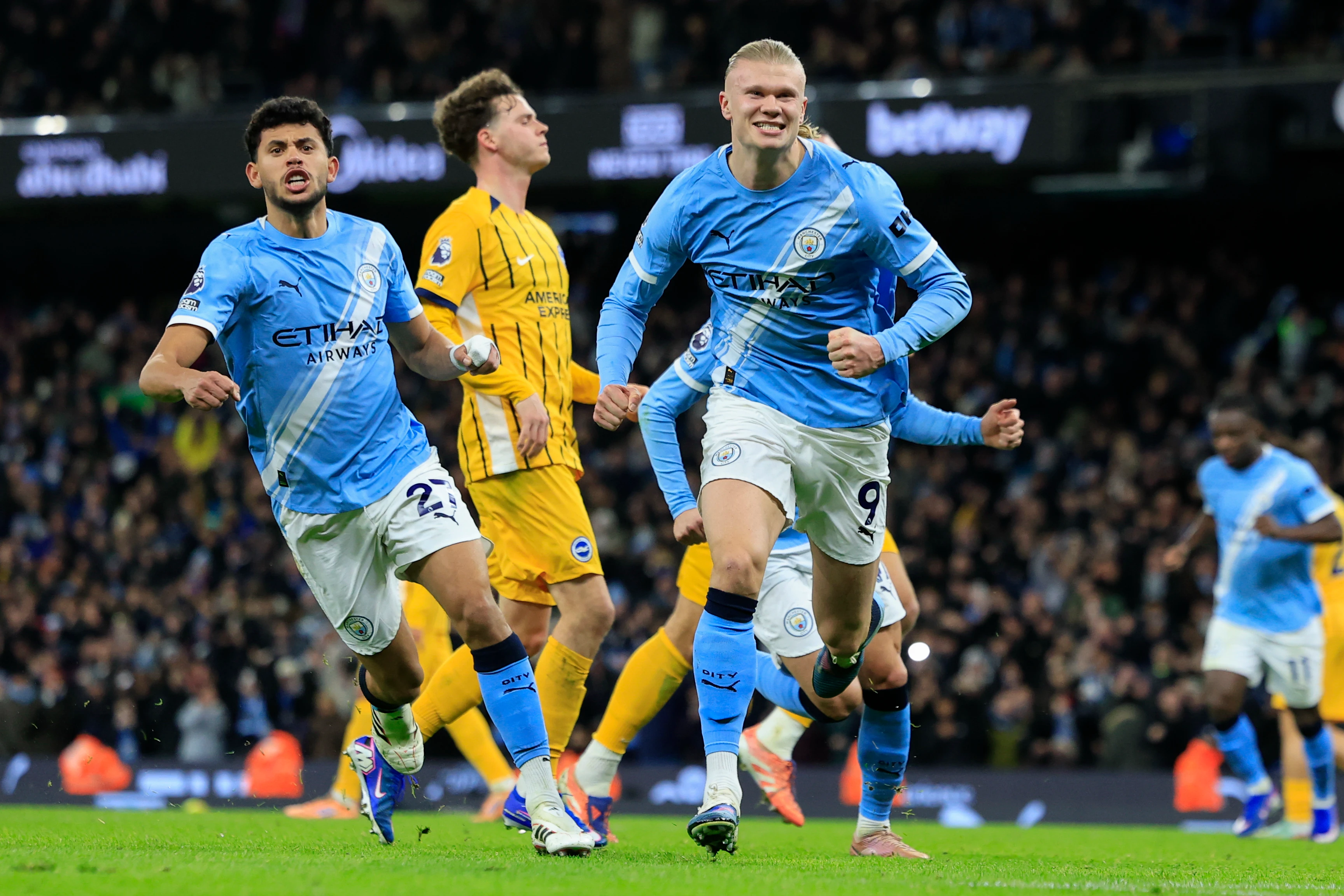 Erling Haaland tijdens een wedstrijd in de Premier League