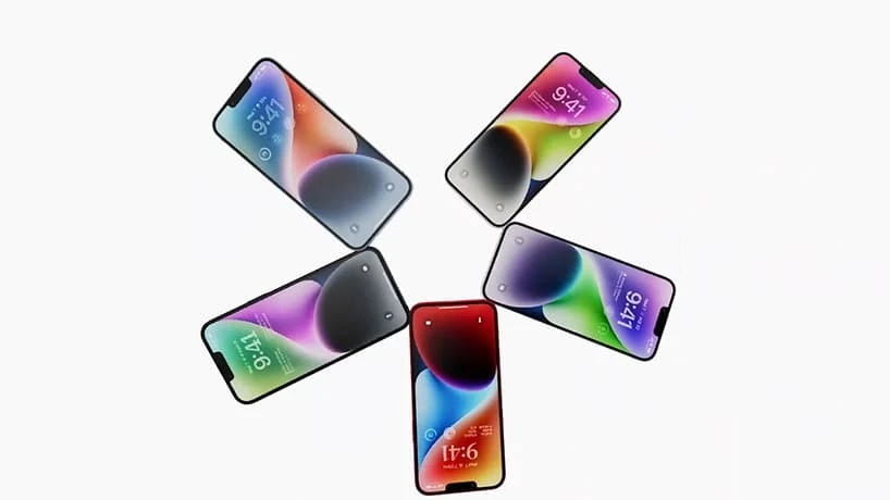 5 iPhone's in een circel